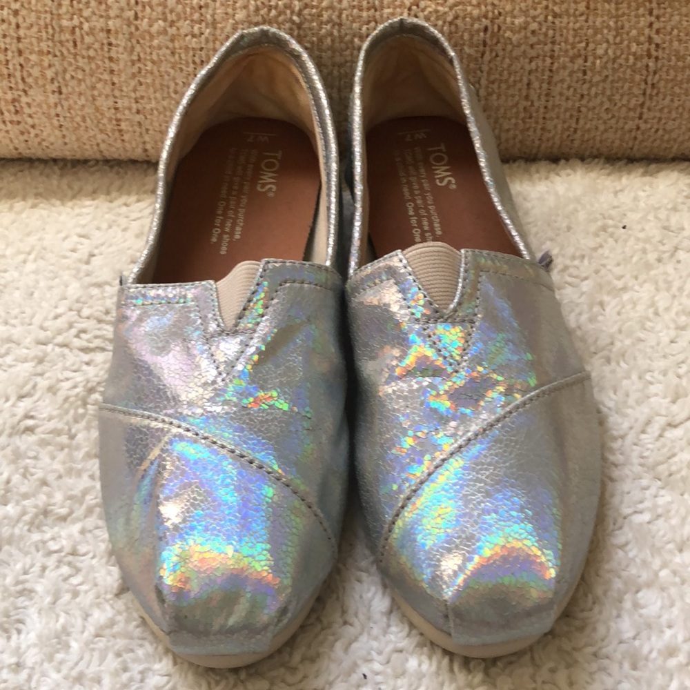 Toms Silver Classic Slip On Shoes